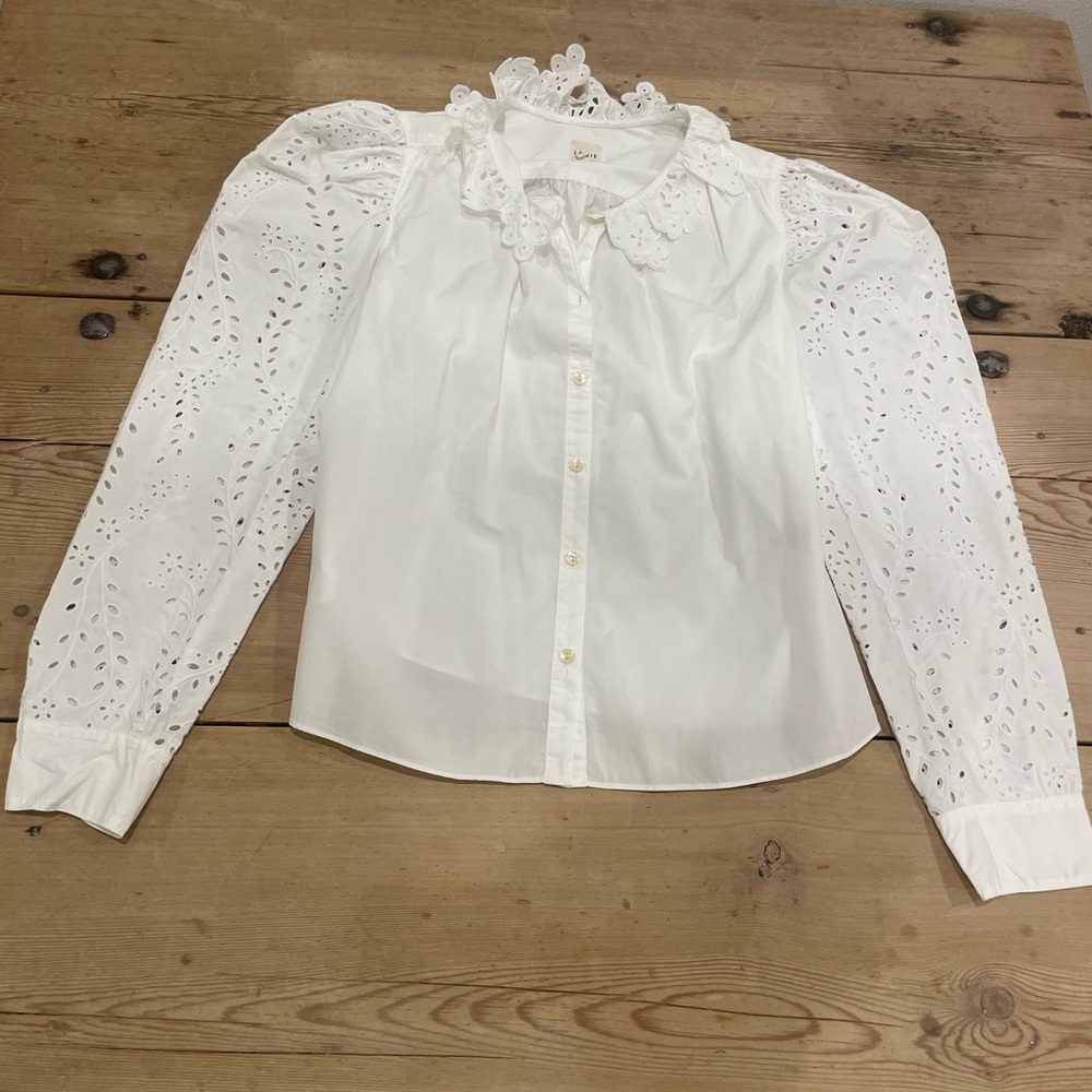 Anthropologie White Eyelet Blouse